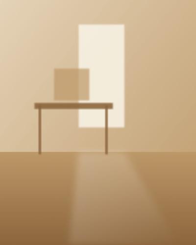 Study with a sliding wooden screen and linen blinds