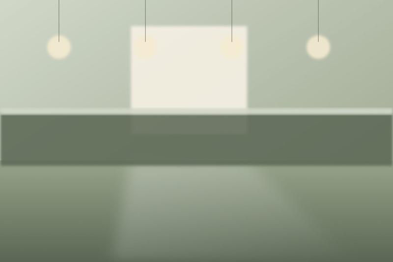 Long counter under pendant lights
